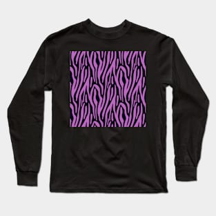 Purple and Black Striped Animal Pattern Design Long Sleeve T-Shirt